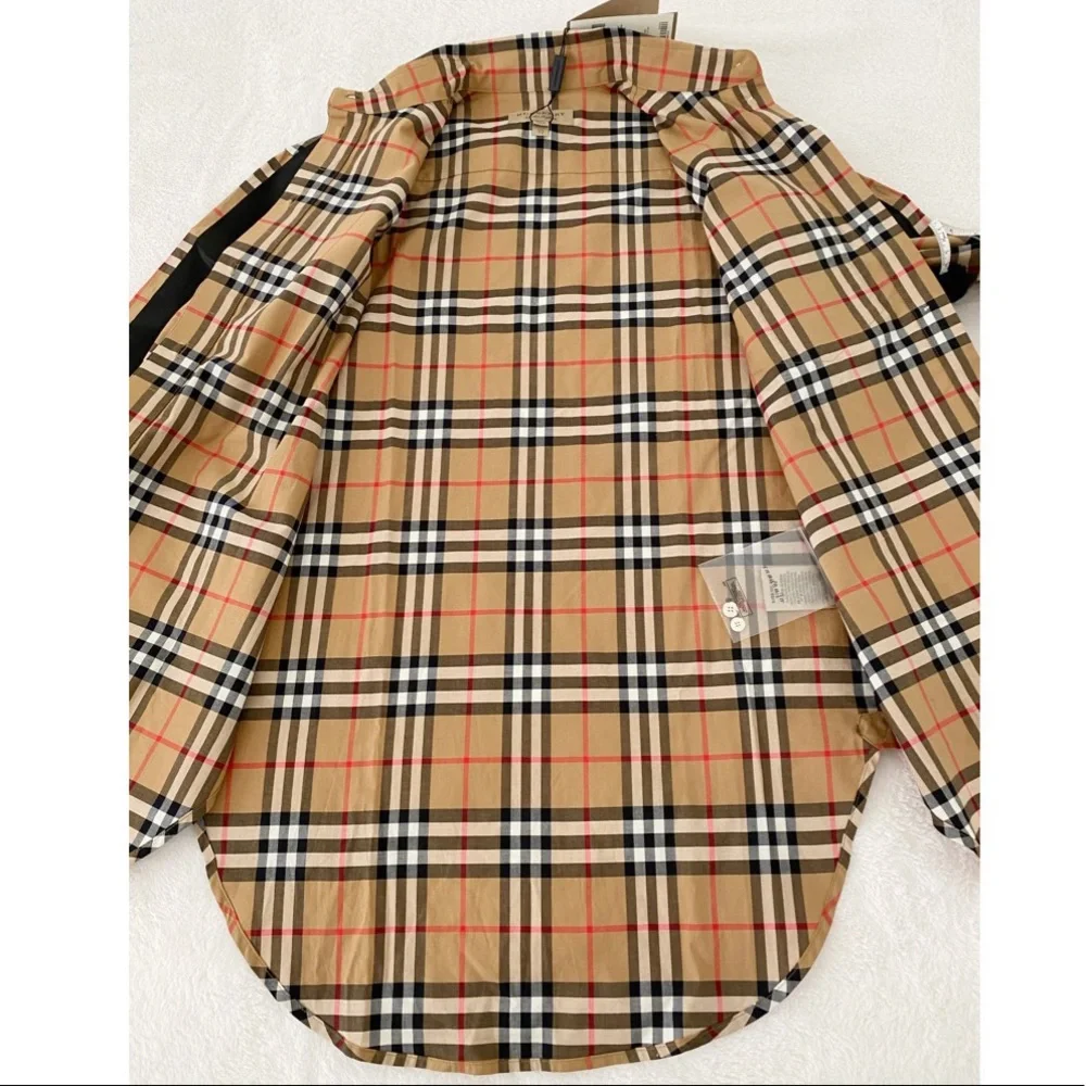 NWT Burberry Satin Stripe Vintage Check Shirt - Picture 11 of 16